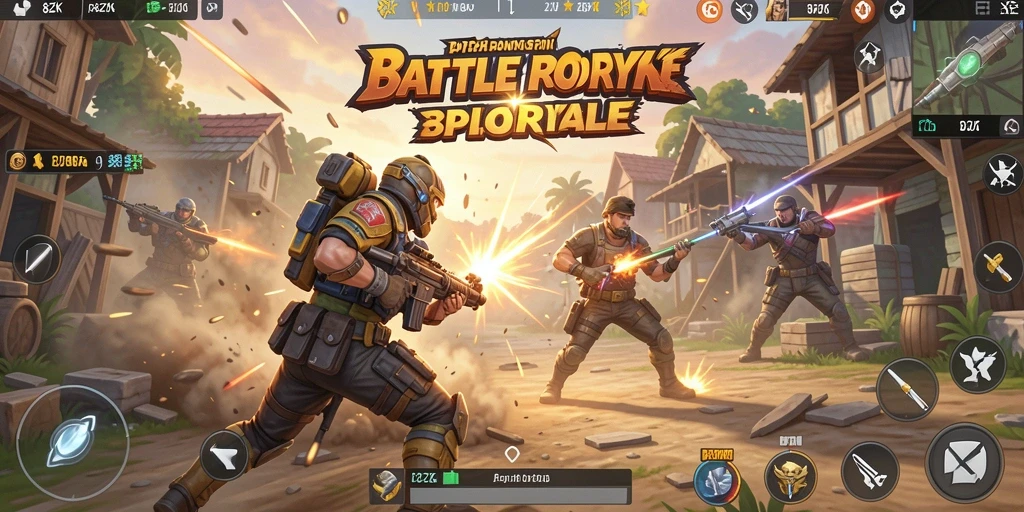 Screenshot gameplay 8ZK dengan aksi seru di arena Battle Royale.