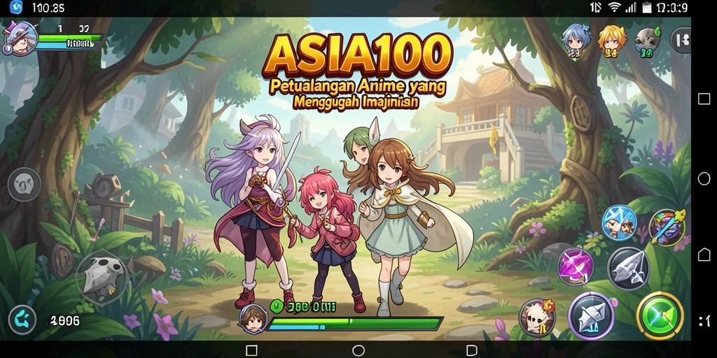 Tampilan gameplay ASIA100 yang penuh warna dan karakter menawan.