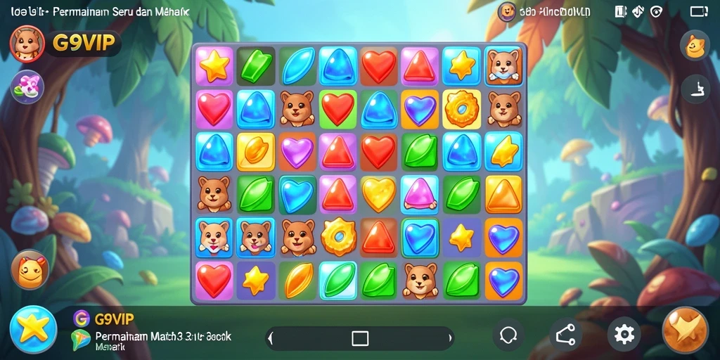 Tangkapan layar G9VIP menampilkan gameplay yang seru dalam permainan Match-3.