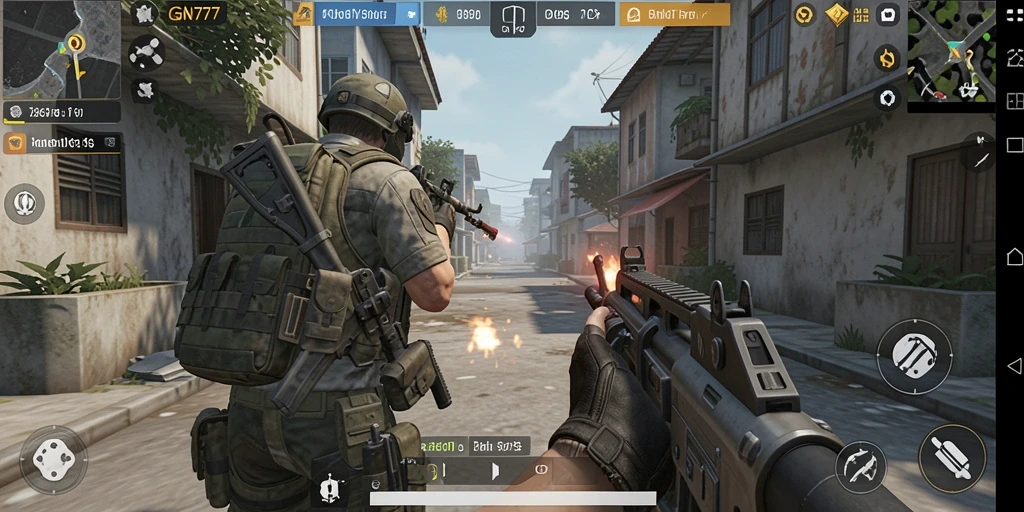 Screenshot gameplay yang menunjukkan aksi seru dalam game TPS.