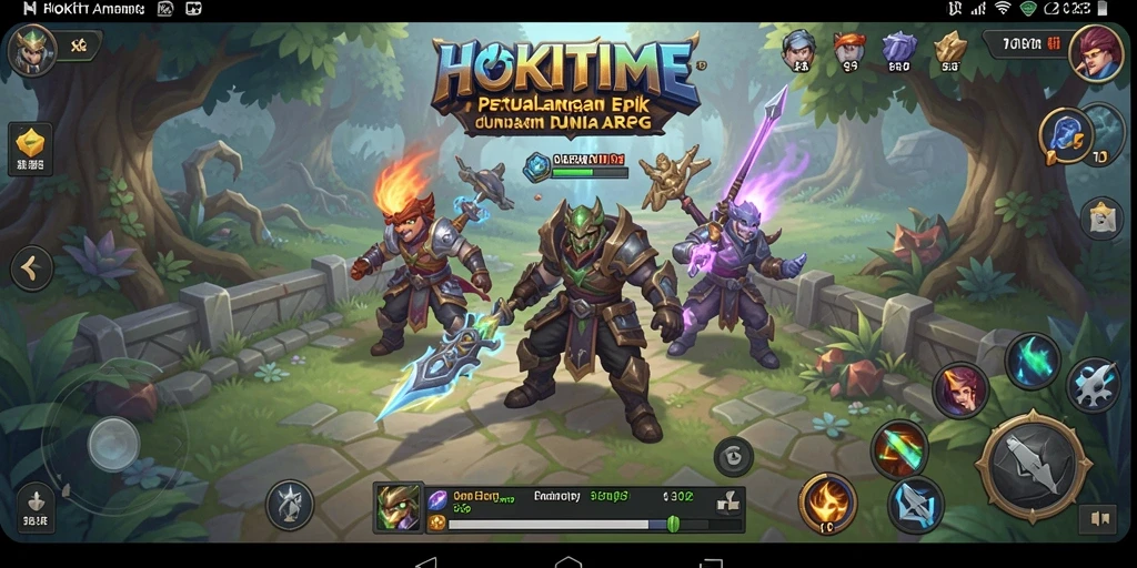 Tangkapan layar gameplay HOKITIME yang menampilkan pertarungan seru di dunia ARPG.