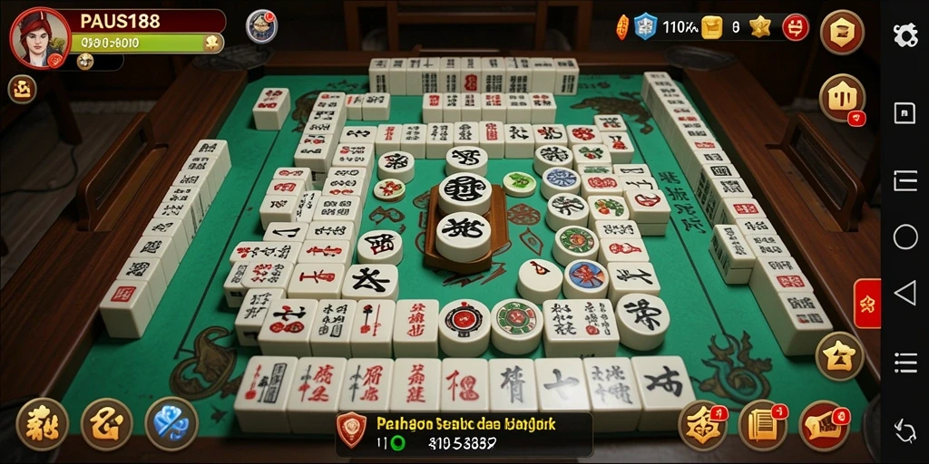 Screenshot PAUS188 menunjukkan gameplay Mahjong yang seru dan interaktif.