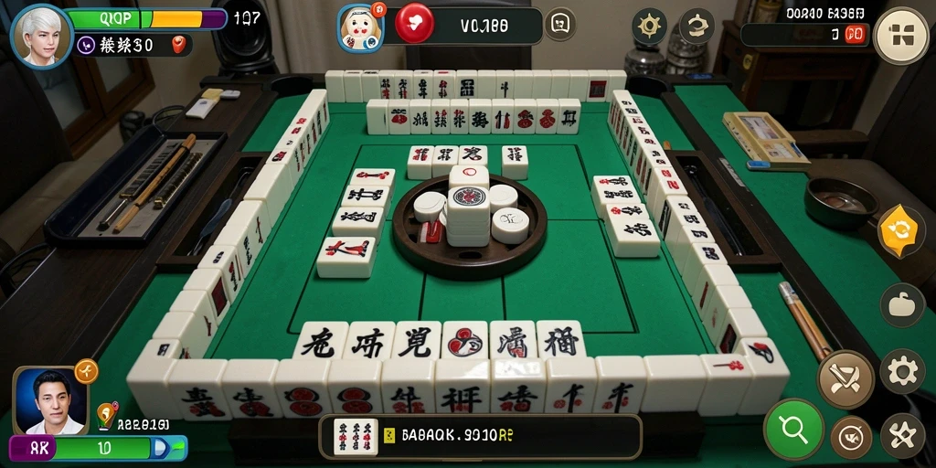 Screenshot utama QQRP dengan aksi permainan Mahjong yang seru.